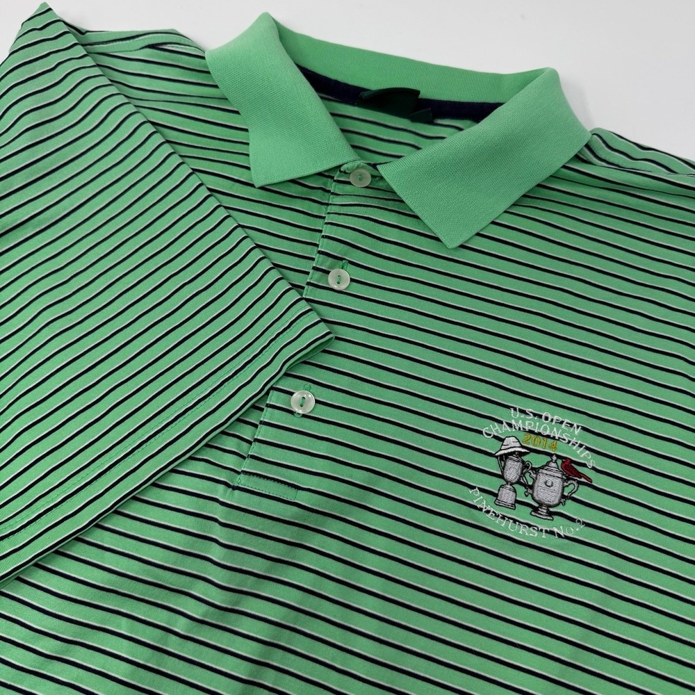 Fairway & Greene Mens Large 2014 US Open Pinehurst Golf Polo Green Stripe